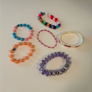 Six Colorful Kids Bracelet Set beads chain rubber bundle toys for tots children